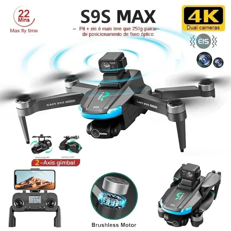 NUOVO S9S MAX MINI Drone 4K 2 Assi PTZ HD Doppia Fotocamera Laser Evitamento Ostacoli Motore Brushless GPS 5G WIFI RC FPV Quadcopter Giocattoli
