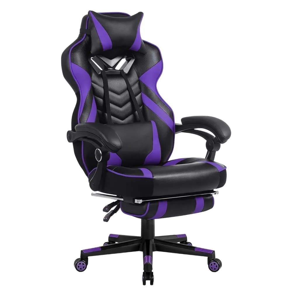 Sedia da Gaming Grande e Alta con Massaggio, Poggiapiedi, Supporto Lombare, Ergonomica, Schienale Alto, Cuscino a Molle Insacchettate, per Ufficio e Casa, Personalizzabile