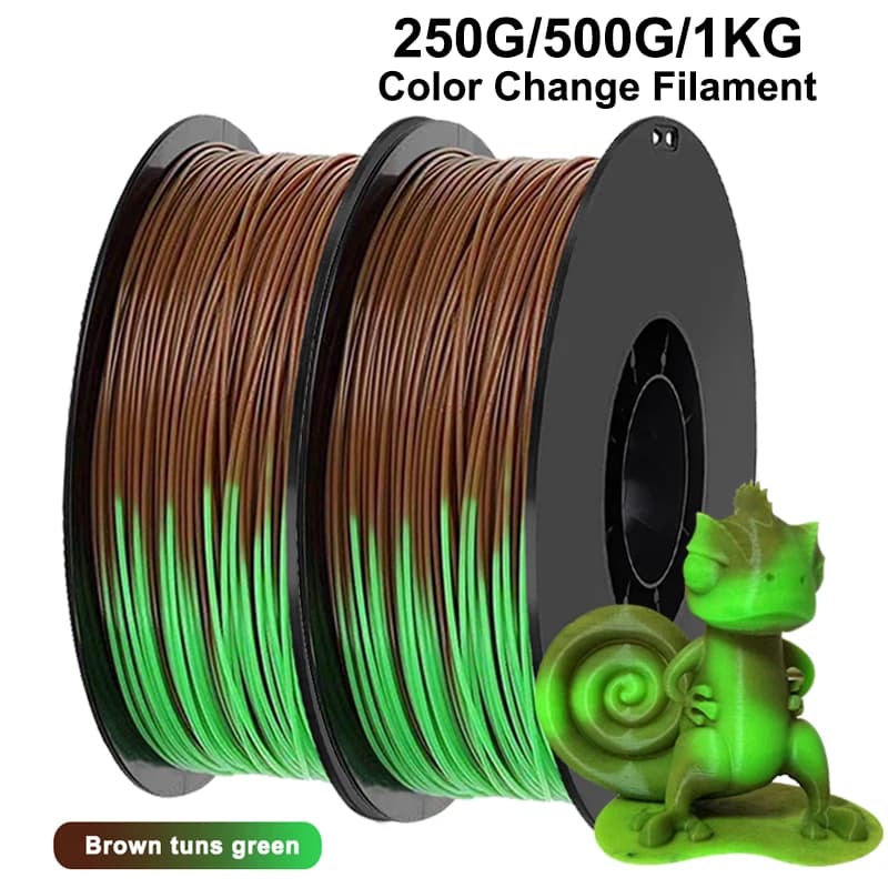 3D Printer Filament PLA 250g 500g 1Kg, from Brown to Green, Change Color with Temperature, 1.75mm, PLA Material for 3D Printing and Sublimation