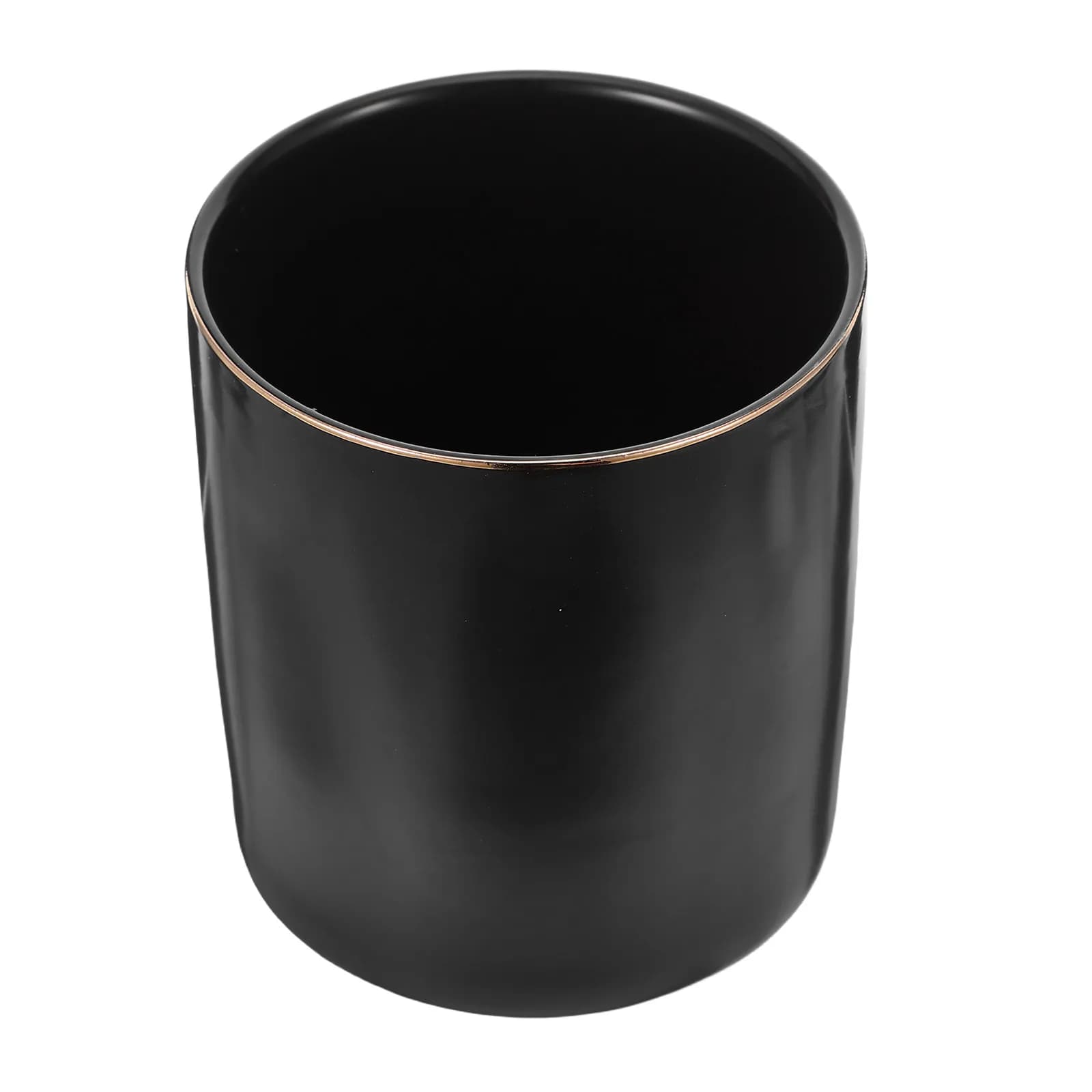 Portapenne in Ceramica Nero, Contenitore per Penne da Scrivania, Organizzatore per Pennelli da Trucco, Porta Spazzolini, per Ufficio, Studio, Casa