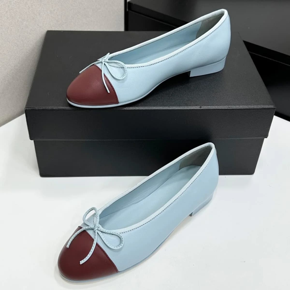 Ballerine Bicolore da Donna 2026, Scarpe Slip-On in Pelle con Punta Tonda, Eleganti e Chic per Ufficio e Appuntamenti YYT26041914