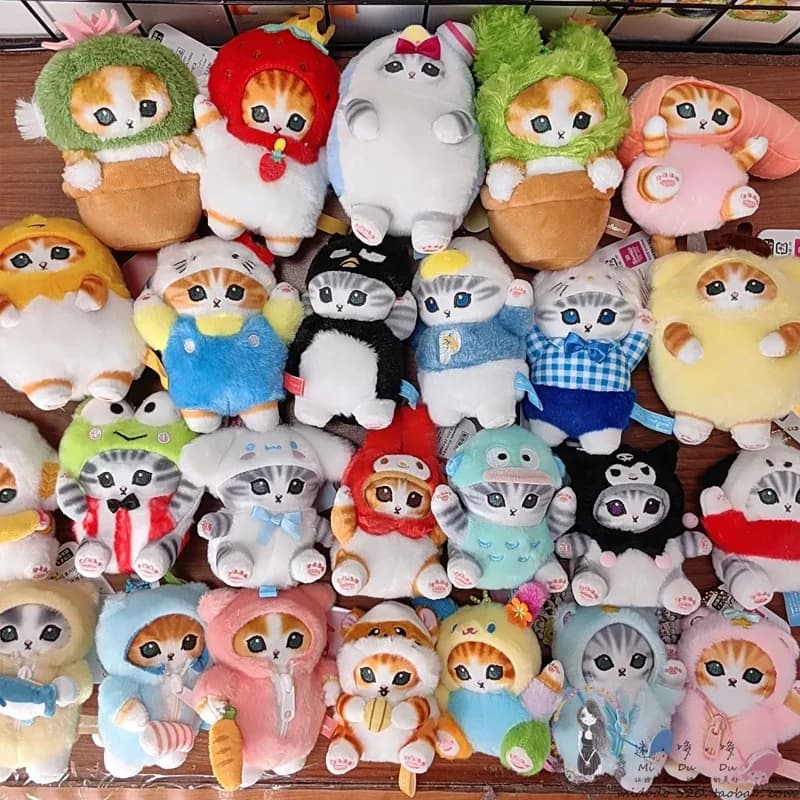 38 Stili di Portachiavi Peluche Sanrio Kawaii, Ciondoli Cartoon Mofusand, Gatto Squalo, Kuromi Travestita, Decorazioni per Zaini
