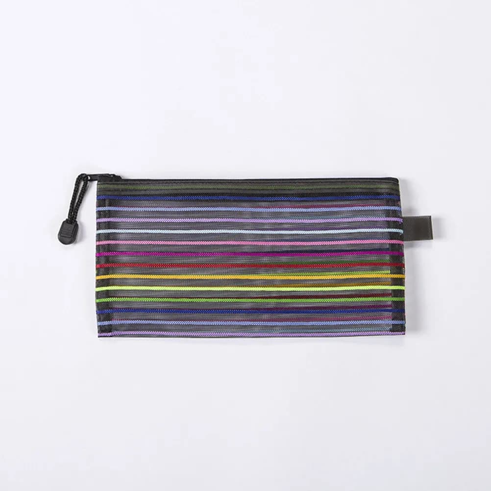 12 pezzi di borse per documenti in rete di nylon colorate, astucci portatili con cerniera, cartelle per documenti, per forniture scolastiche e per ufficio, impermeabili