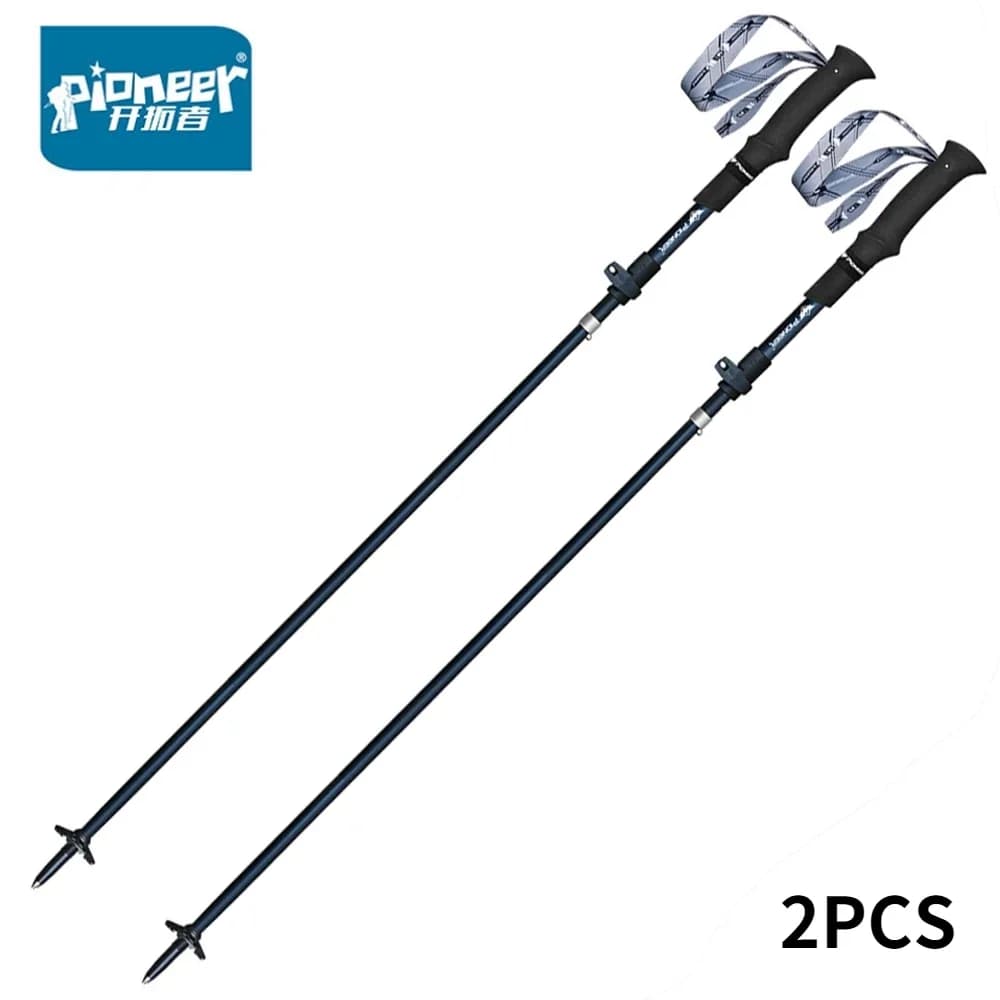 Pioneer 2 pieces ultralight carbon fiber trekking poles adjustable 5 sections foldable Nordic walking sticks camping hiking TLX002