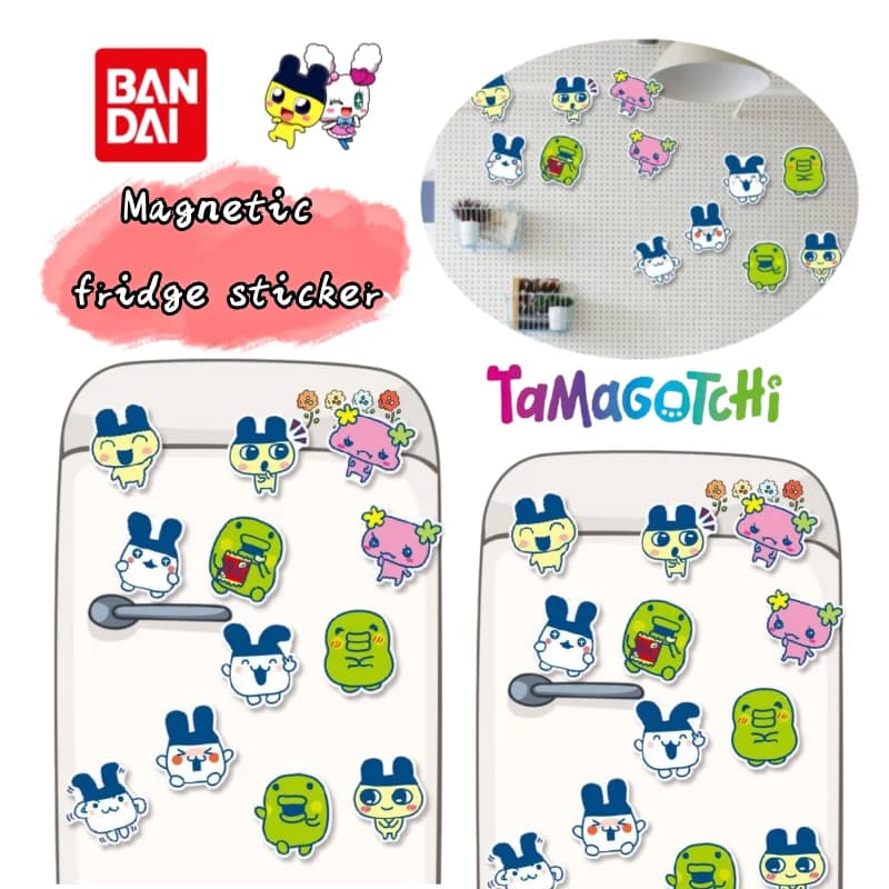 New Bandai Tamagotchi Mametchi magnetic refrigerator magnets creative soft magnetic traceless waterproof decorative stickers