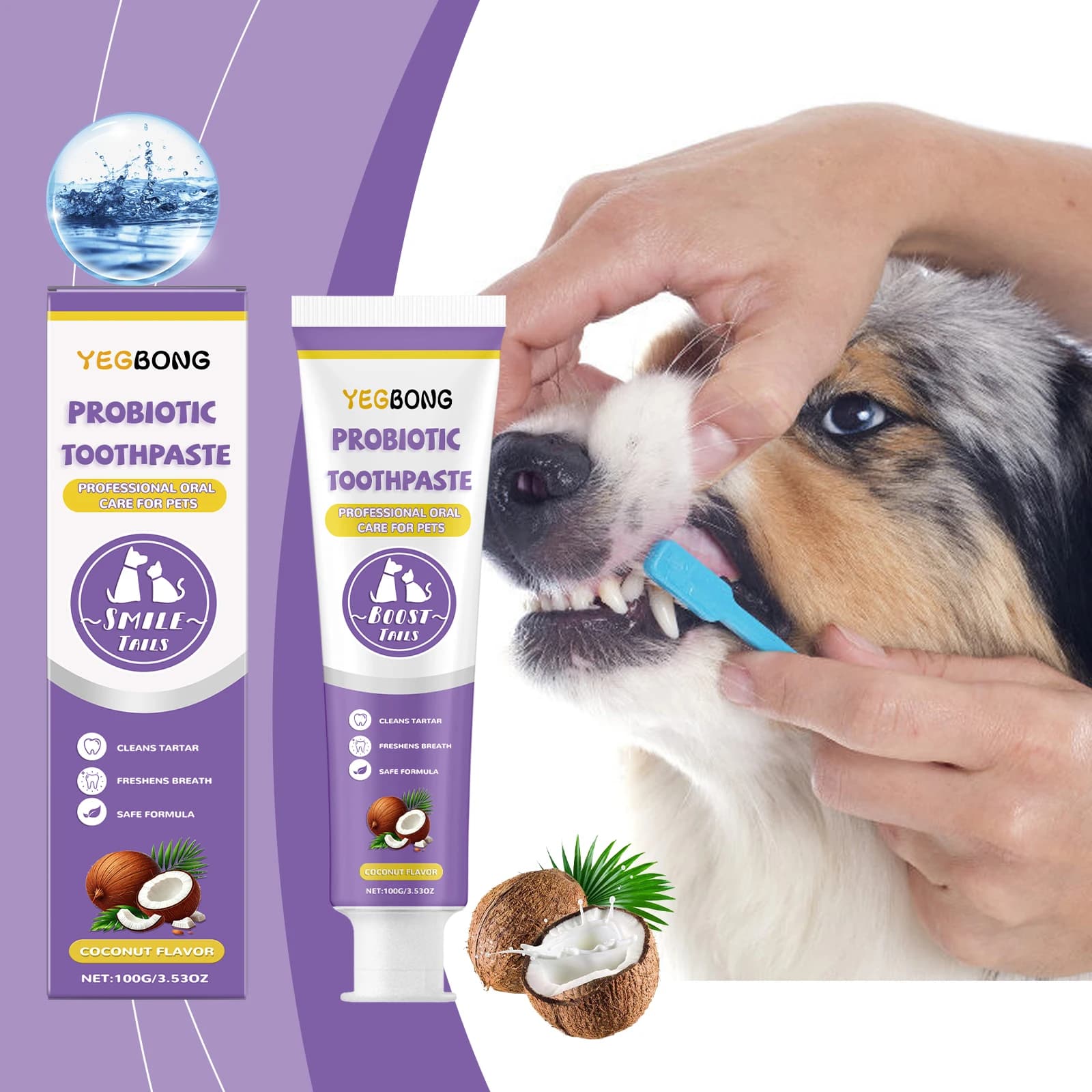 Dentifricio probiotico per animali domestici: elimina la placca, rinfresca l'alito, pulizia delicata dei denti e cura orale, condiviso da tutti gli animali domestici