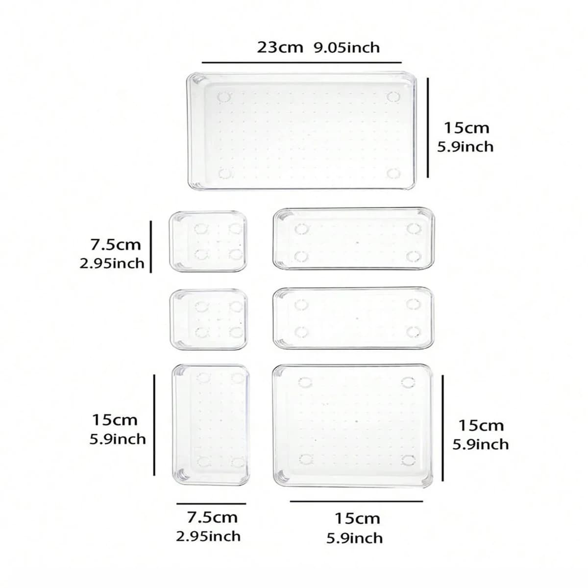7pc Desk Drawer Organizers Set Plastic Bathroom Storage Makeup Organizer Clear Transparent Storage Box Drawer Organizer