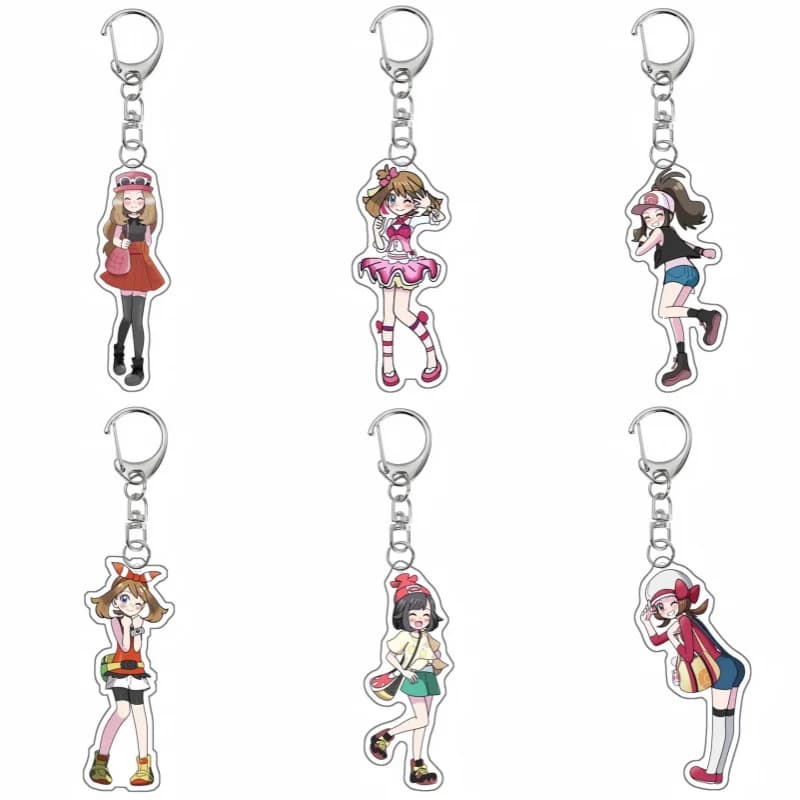 Keychain for Pokemon Dawn Serena Hilda May Selene Rosa Anime Game Fan Gift Recycled Acrylic Backpack Pendant Decoration Rare Toy