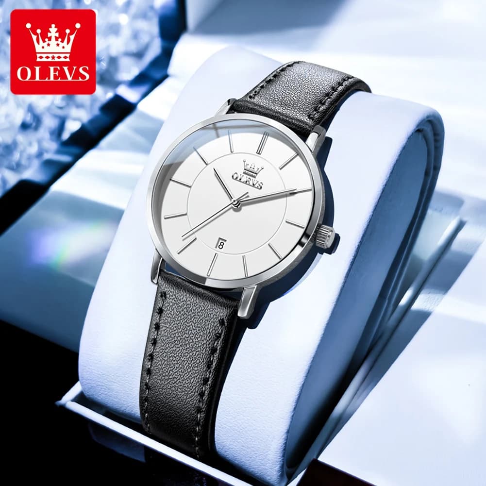 OLEVS Originale Nuovo Semplice Orologio da Donna Cinturino in Pelle Impermeabile Orologio da Polso da Donna Data Elegante Orologi da Donna al Quarzo Reloj Mujer