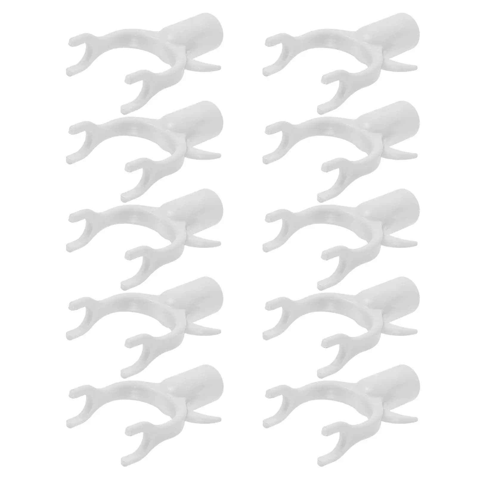 10Pcs Clothes Pole End Hooks Plastic Drying Forks Clothes Hanger Reaching Hook for Home Laundry Use Spacesaving Telescopic