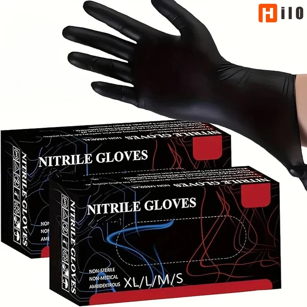 50/100PCS Guanti monouso in nitrile nero per uso domestico Guanti per pulizia senza lattice in polvere gratuita Strumenti per parrucchieri per tatuaggi