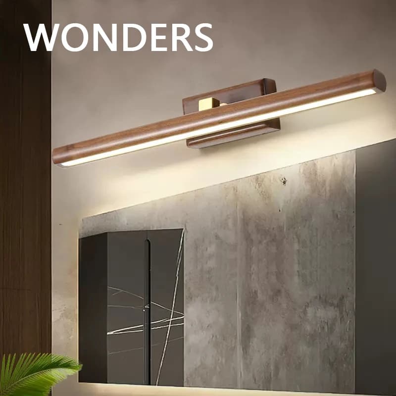 Moderna toletta in legno lampada da parete paralume acrilico girevole LED applique luci decorazioni per la casa pittura a specchio esche espositive