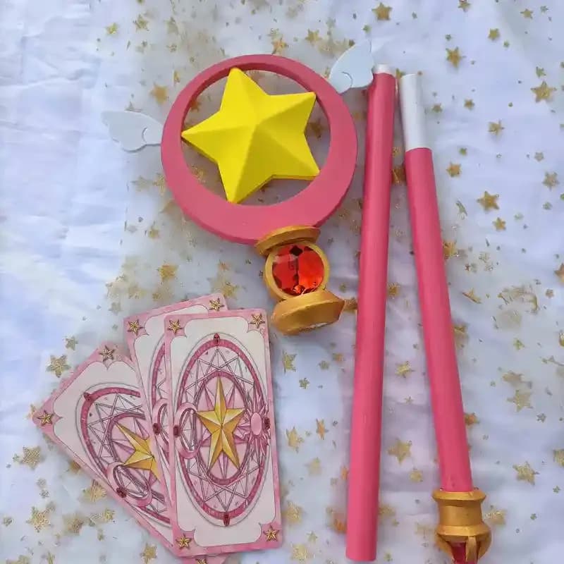 Card Captor Carta trasparente Kinomoto Sakura Star Dream Stick Bacchetta magica Festa di Halloween Puntelli Cosplay Carte dei tarocchi regalo jd;2