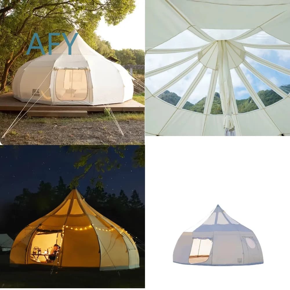 Waterproof Cotton Canvas Bell Tent for Outdoor Camping Home Garden 4M 5M 6M Luxury Lotus Style 900D Oxford Fabric Pop Up