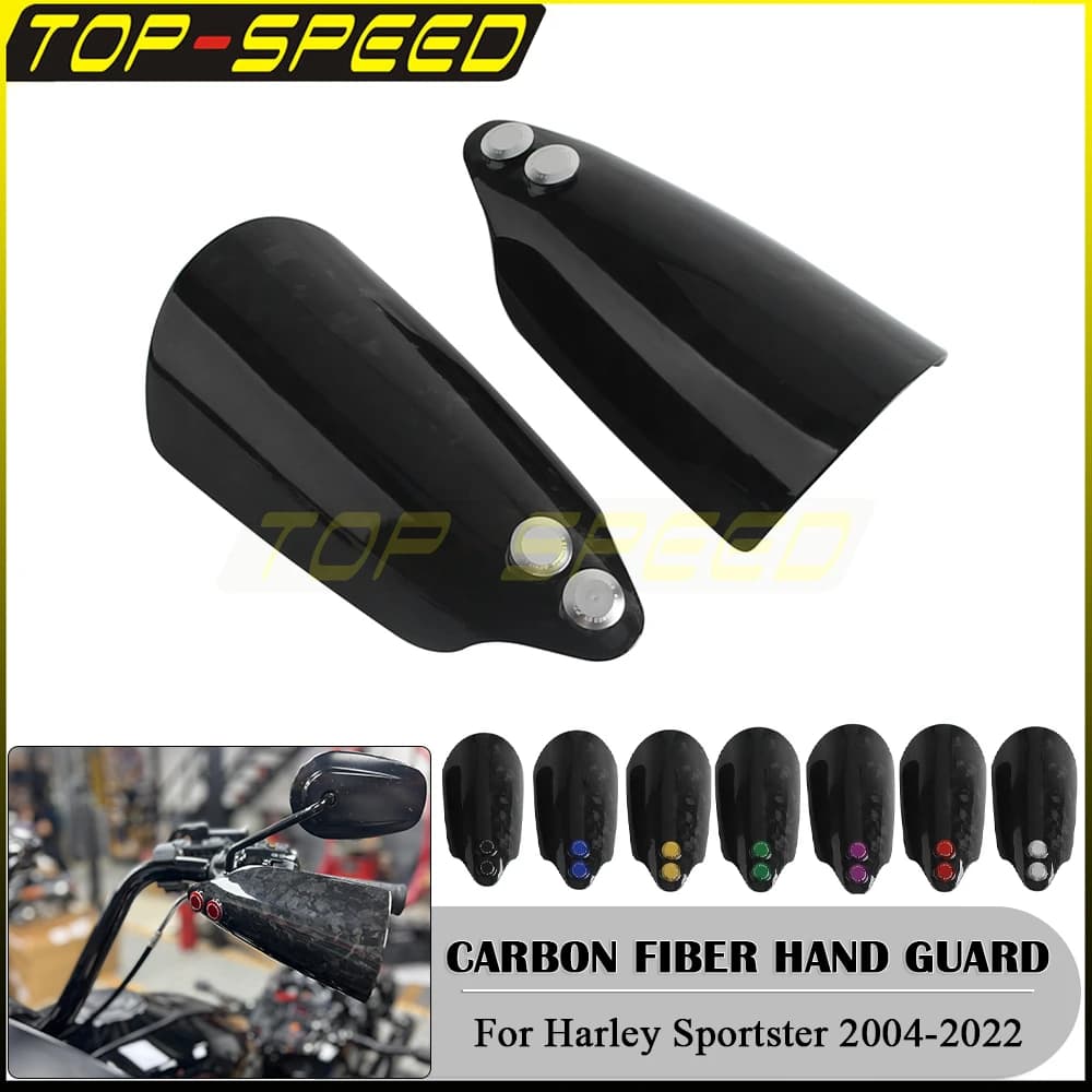 Moto Protezione Della Mano Paramani In Carbonio Per Harley Sportster XL 883 XL 1200 CDR X48 Ferro 2004-22 Vento Caduta Copertura di Protezione