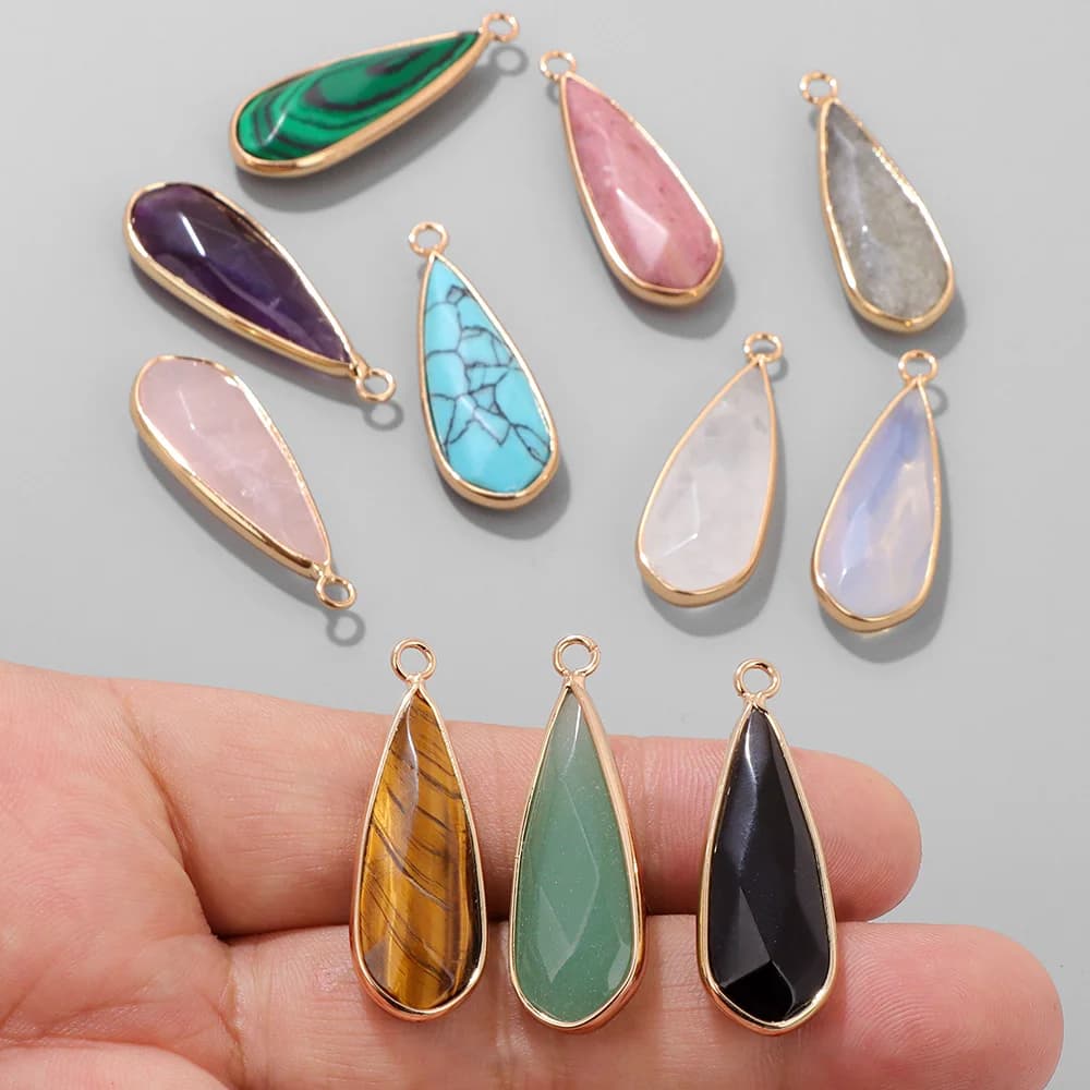 5PCS Moda Goccia D'acqua Forma Ciondolo In Pietra 11x30MM Ametista Naturale Opale Agat Fascino Per Creazione di Gioielli Collana Orecchini FAI DA TE