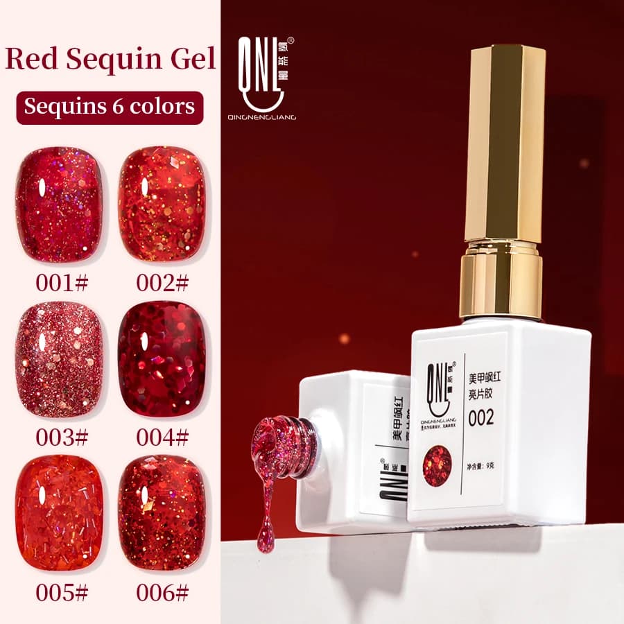 RS NAIL 9g Smalto per unghie gel glitter rosso Paillettes scintillanti Gel per unghie Soak Off LED UV Semi-permanente per manicure Smalto gel per unghie