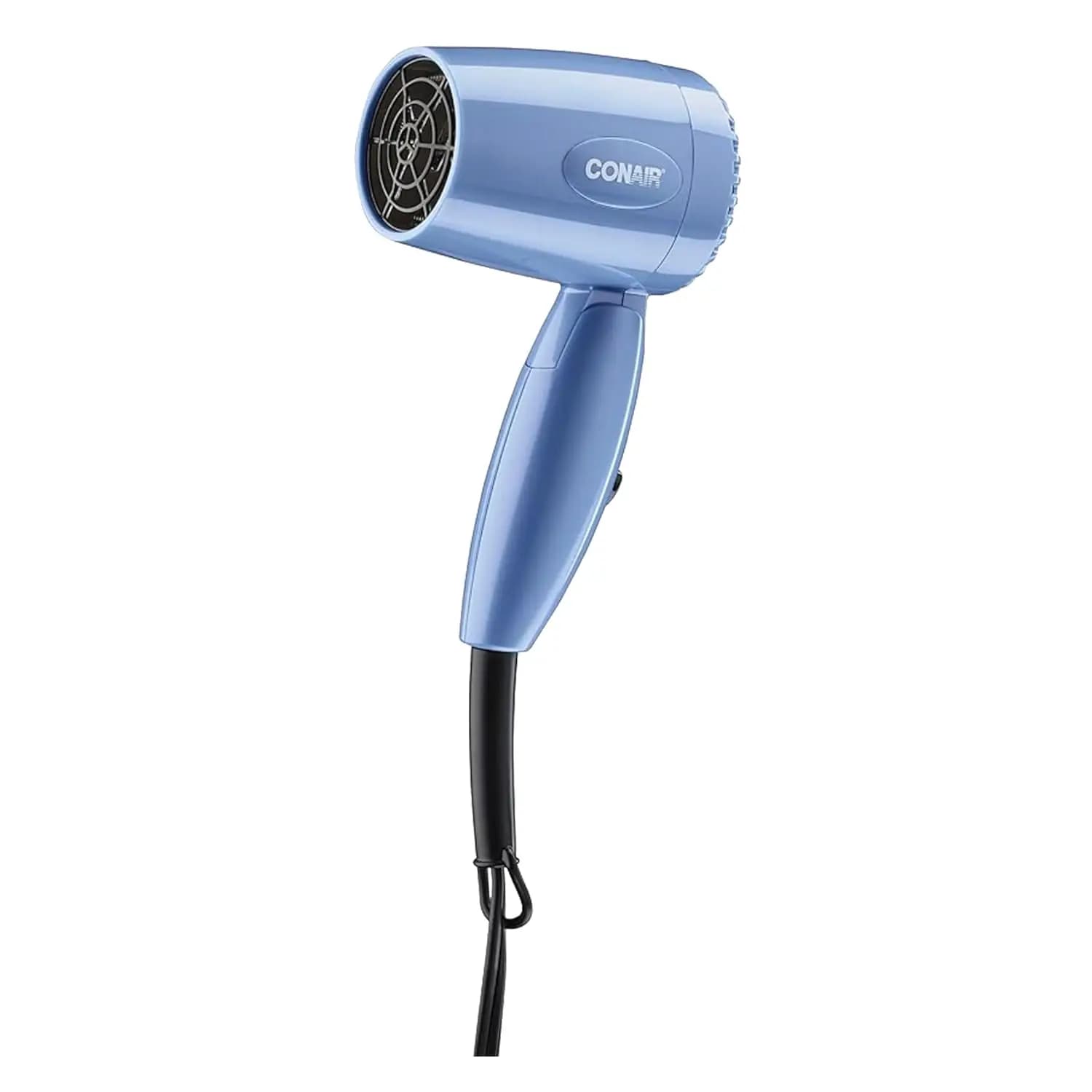 Travel hair dryer with double voltage, compact hair dryer from 1600 W with folding handle, blue