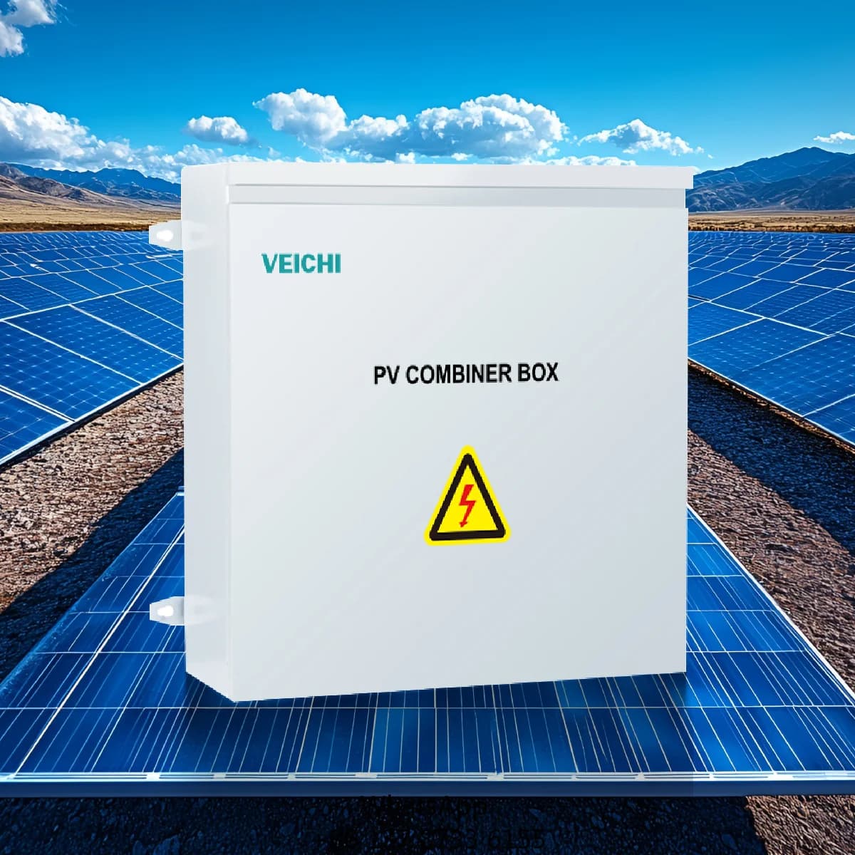 VEICHI 4 String Metal Solar Combiner Box With 30A Rated Current Fuse 100A DC Swtiching/MCCB For On/Off Grid Solar Panel System