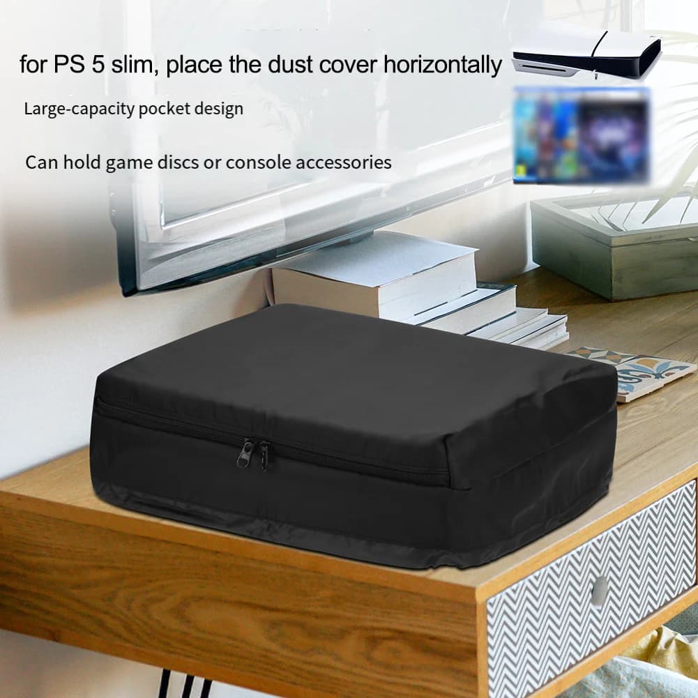 Custodia protettiva per console di gioco 15x13x5 cm Custodia antipolvere per desktop con doppie tasche per accessori da gioco PS5 Slim