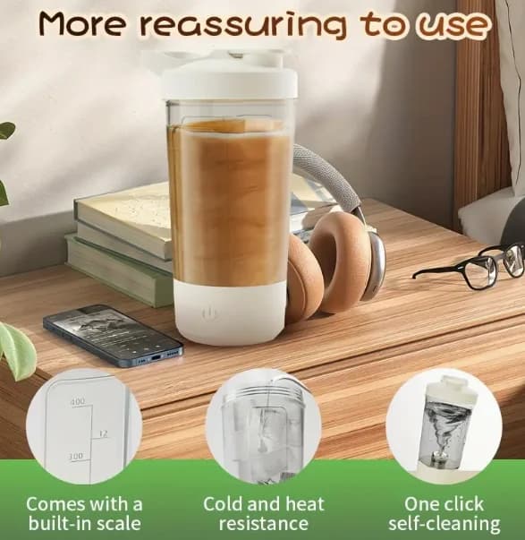 Healthy automatic blender cup | bottle for powder protein shake with electric design + multi-drinks for families.