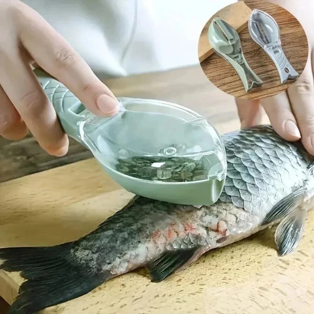Fish scale scraper with lid, fish cleaning tool, fishing equipment