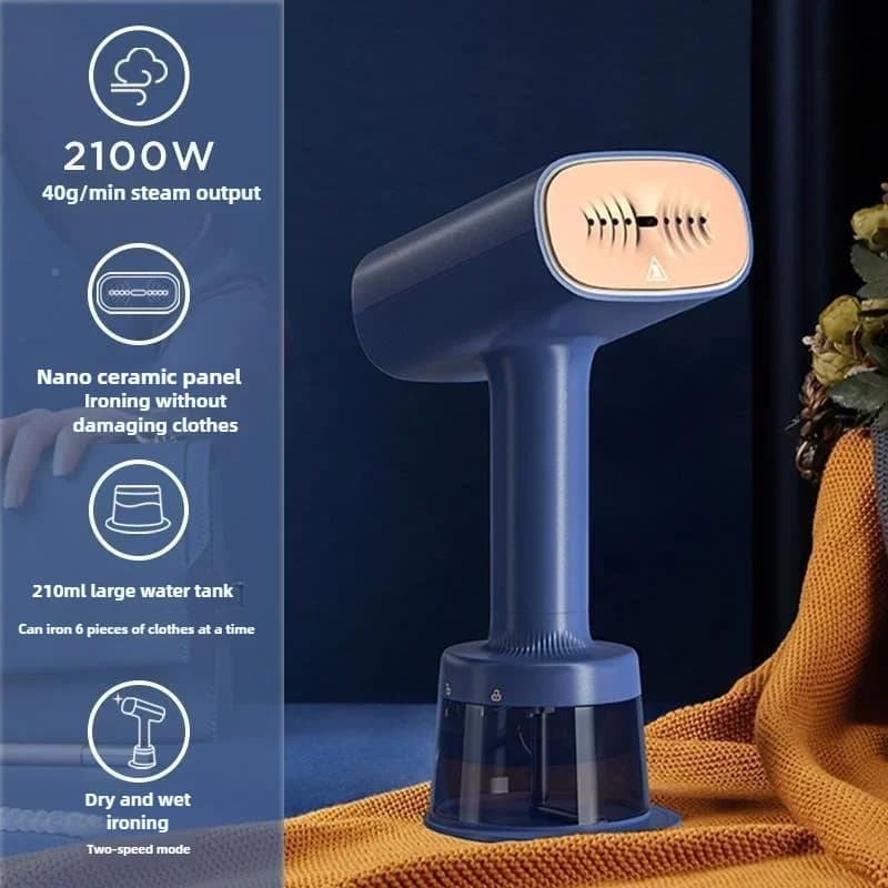 Ferro da Stiro a Vapore Portatile da Viaggio 2100W, Serbatoio Acqua 210ml, Stiratrice a Vapore Manuale per Vestiti, Macchina per la Cura dei Capi 220V