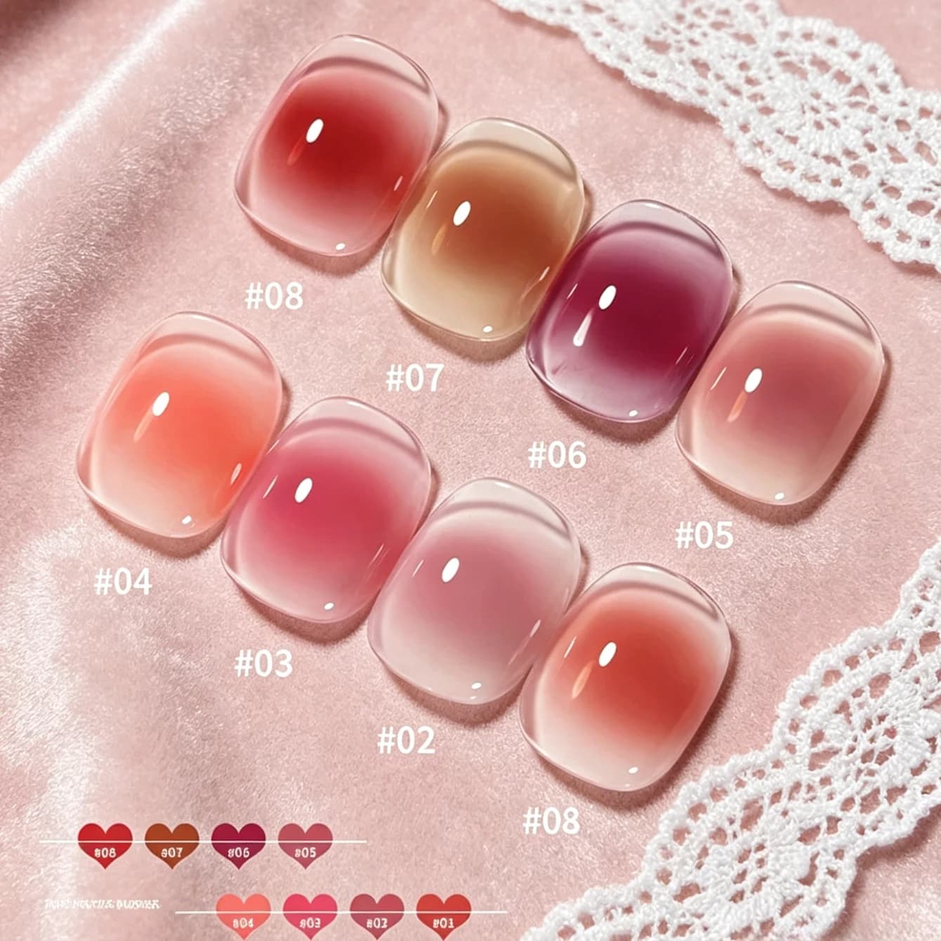 MIANEL 1-9 pz. Smalto Gel Effetto Jelly Quattro Stagioni Pure Desire, Trasparente Ghiaccio Nude, per Unghie Carine