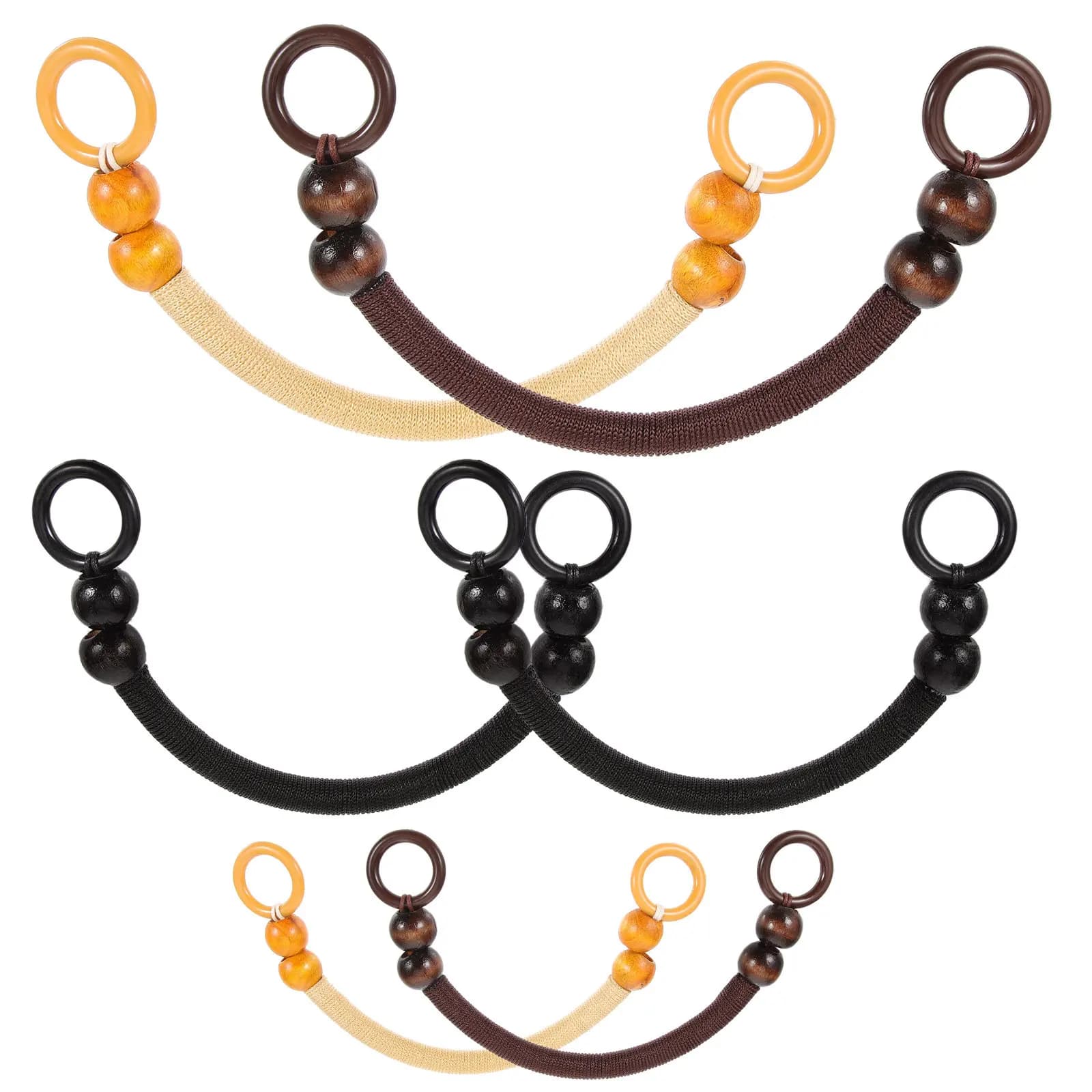 6Pcs Wooden Beads Bag Handles Smooth Comfortable Decorative Replacement Handbag Handles DIY Purse Making Supplies