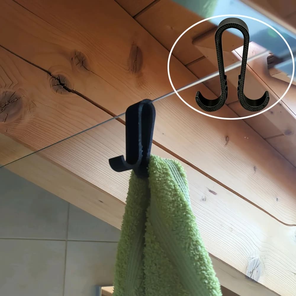 2pcs Double Hook Multifunctional Bathroom Hook, Bathroom Towel Hook, Portable Towel Hook, Bathroom Glass Door Bathrobe Hook