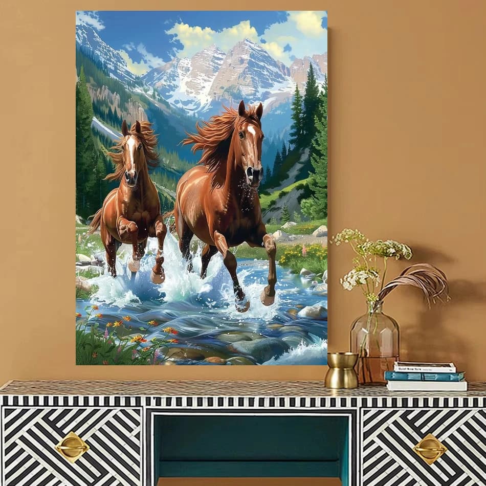 Oil Painting Running Horse Animal Scenery By Numbers Modern Wall Decor for Living Room Bedroom Perfect Gift No Frame
