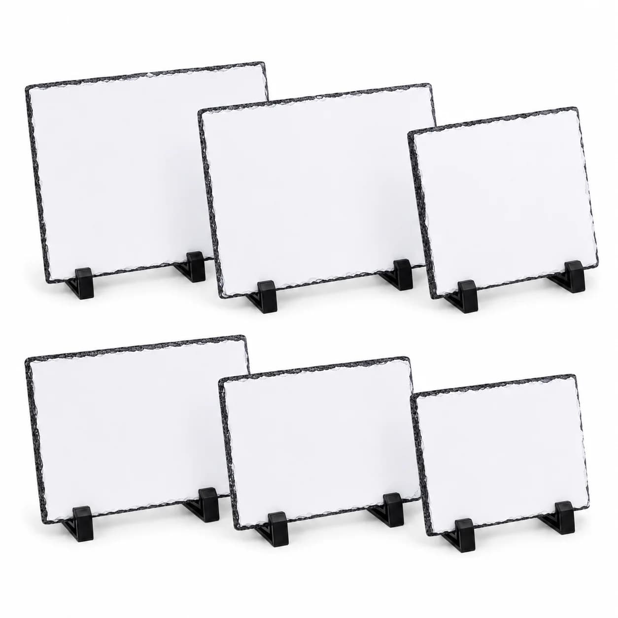 Sublimation Slate Blanks, 15 x 20 cm and 12 x 10 cm Rectangular Heat Transfer Photo Plaques with Stands for Custom Gifts