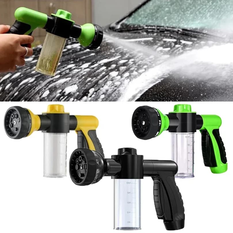 Pistola schiumogena 8 in 1 con ugello a pressione, dispenser sapone, per irrigazione giardino, lavaggio auto, cavalli, cani, animali domestici - Dropshipping