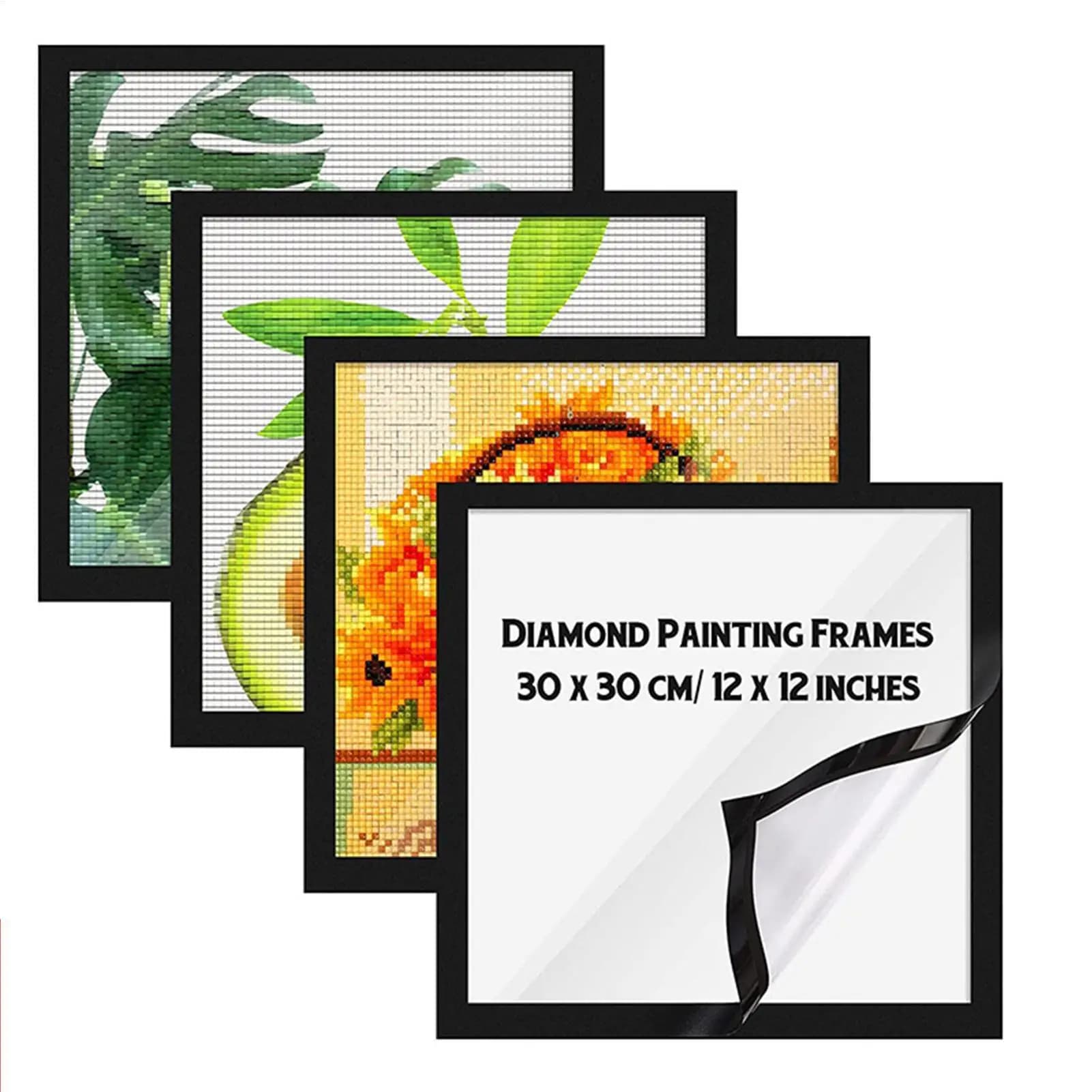 Gem Picture Frames Square Picture Frame Rhinestones Art Frame Painting Accessories Self-Adhesive For Wall Or Tabletop For Home