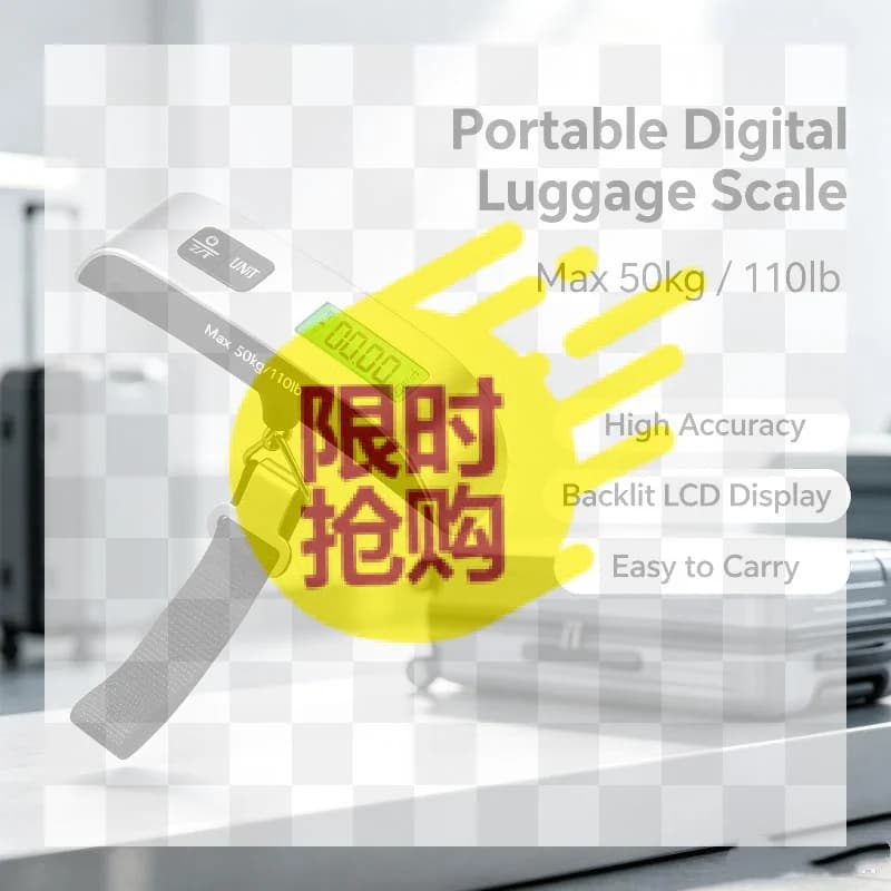 【BA】Luggage Scale 110lb 50kg Digital Handheld Portable Hanging Baggage Scale for Travel Suitcase Weight Scale