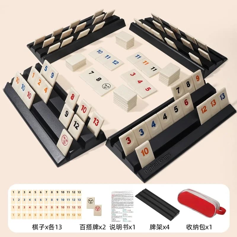 Nuovo Gioco da Tavolo Classico Rummy Tile a Movimento Rapido per 2-4 Giocatori, Mahjong Digitale per Feste in Casa