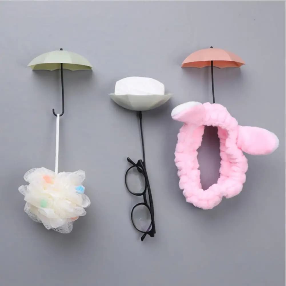 2026 3 pieces wall hooks strong design umbrella shape easy to install self-adhesive hook storage organizer