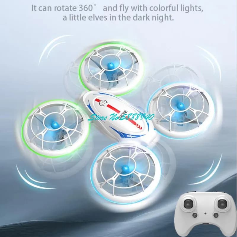 360 ° Drone RC Mini con Illuminazione Colorata Rotante, Protezione Completa, Giocattolo per Ragazzi, Quadricottero Telecomandato 2.4G con Altitudine Fissa e Resistente alle Cadute