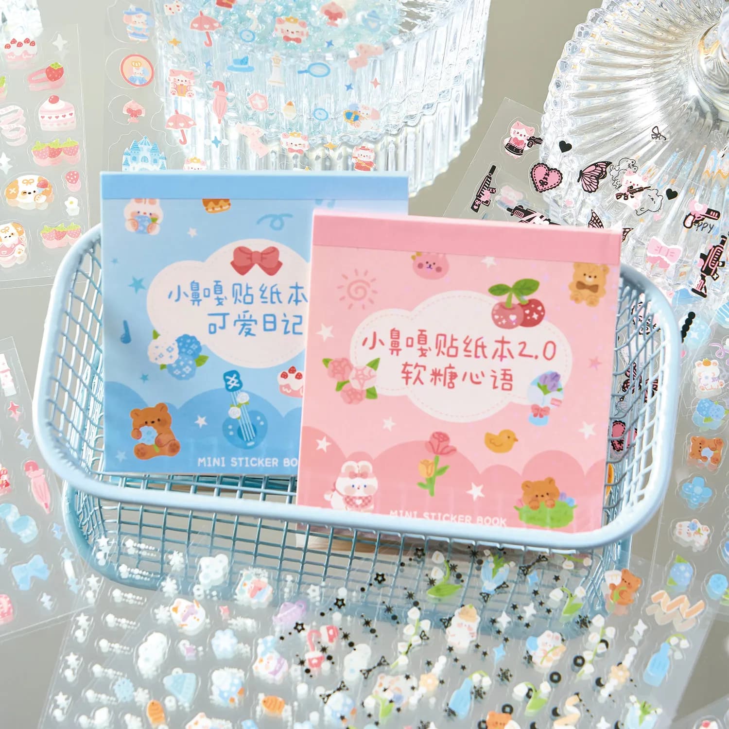 Mini book of stickers with stems, phone case, photo diary, DIY decorative materials, Guka stickers, wall stickers embellishment