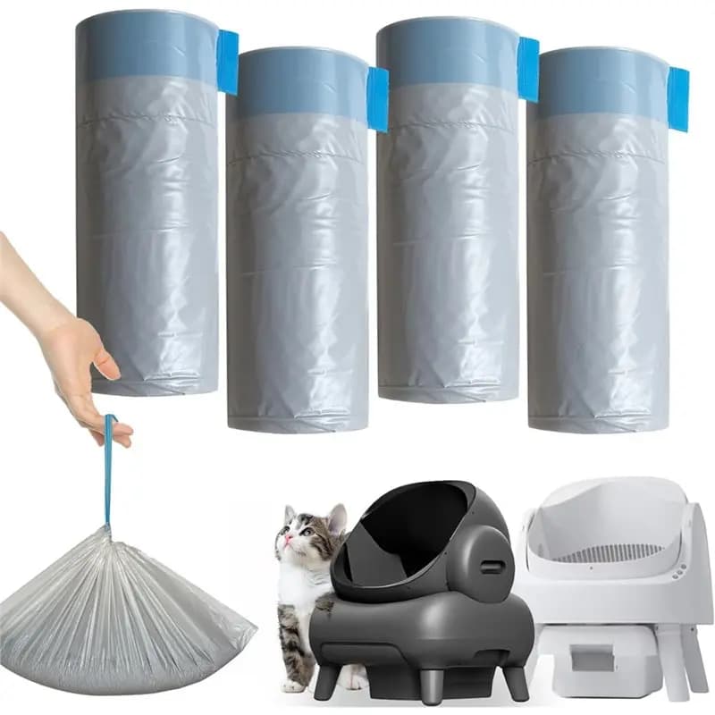 【ORNAMENT】4 rotoli di sacchetti per la raccolta dei rifiuti di lettiera per gatti (80 pezzi) per 11 lettiera autopulente per gatti a parte superiore aperta