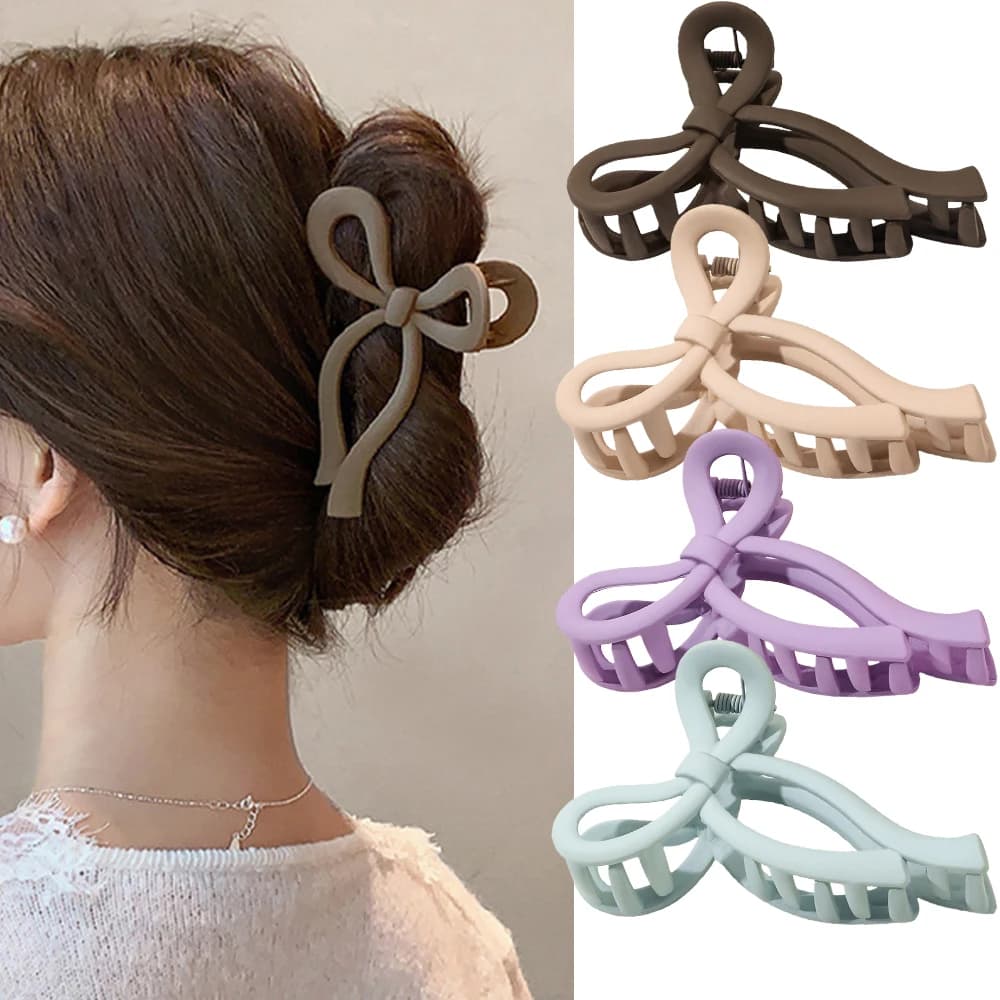 5PCS Arco Opaco Grande Artiglio Dei Capelli Granchio Donne Acrilico Bowknot Pinze Forcelle Ragazze Barrettes Coda di Cavallo Accessori Per Capelli Fascia
