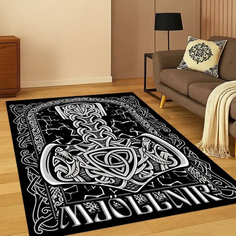 Viking WarriorSymbol Valknut Nordic Valhalla Carpet Rug for Bedroom Living Room Sofa Playroom Doormat Home Decor,kids Non-slip