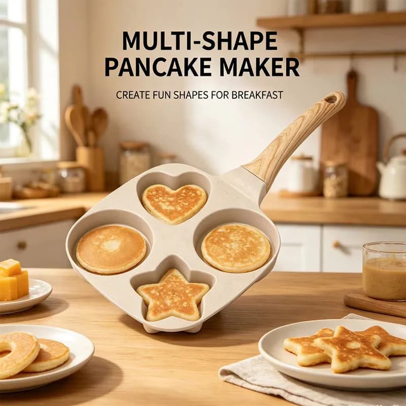 4-Hole Stone-Coated Breakfast Pan, Mini Steak Skillet, Egg Dumpling Pan, Non-Stick Small Frying Pan
