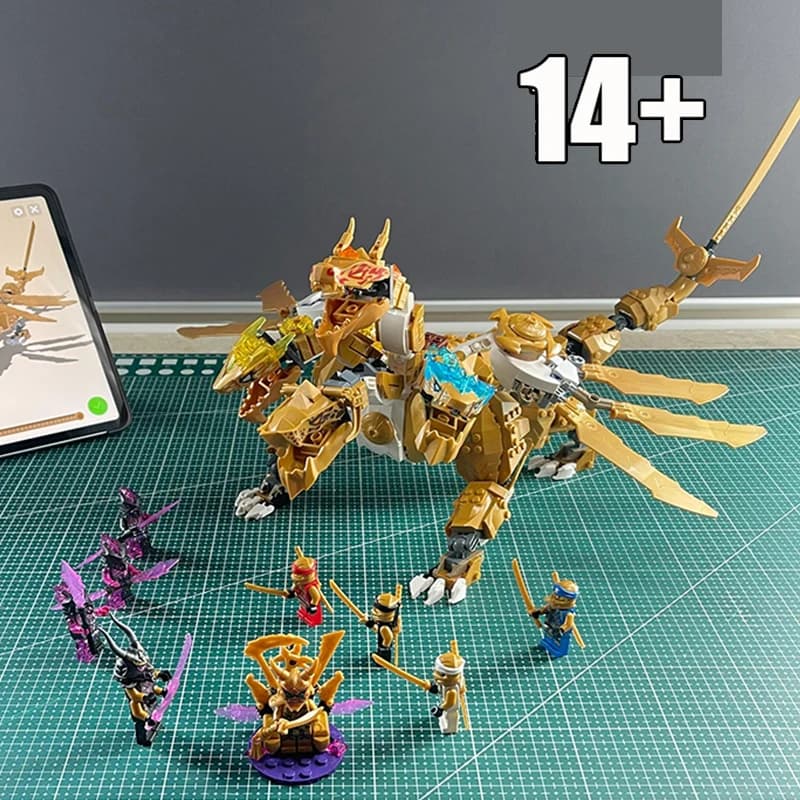 NEW Ninja Series Golden Ultradragon Four-Headed Dragon Mecha Building Blocks Toy for Birthday Gifts