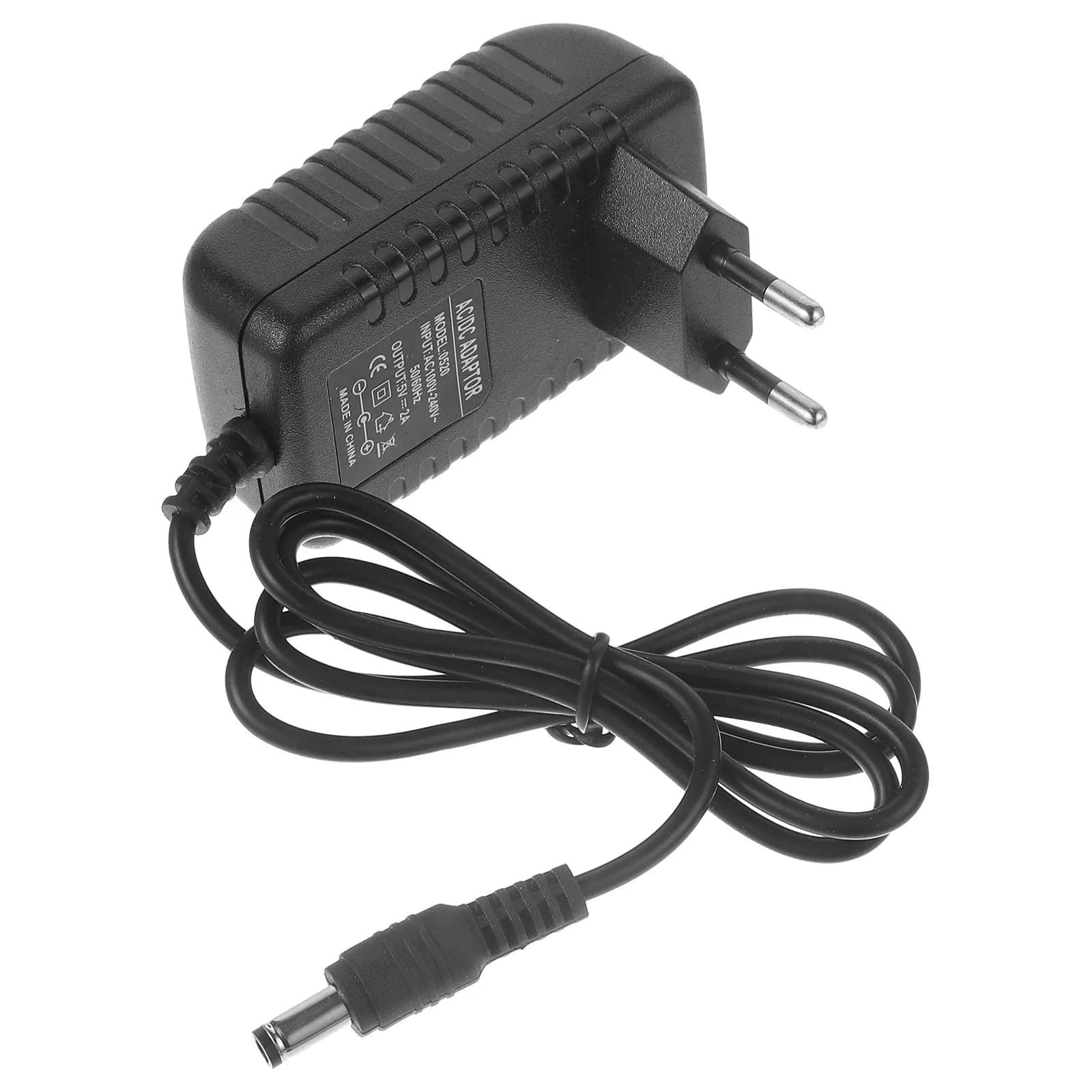 Portable Charger Power Adapter 5V 2A EU Plug 5.5mm x 2.1mm DC Durable Plastic Metal Home Travel Use