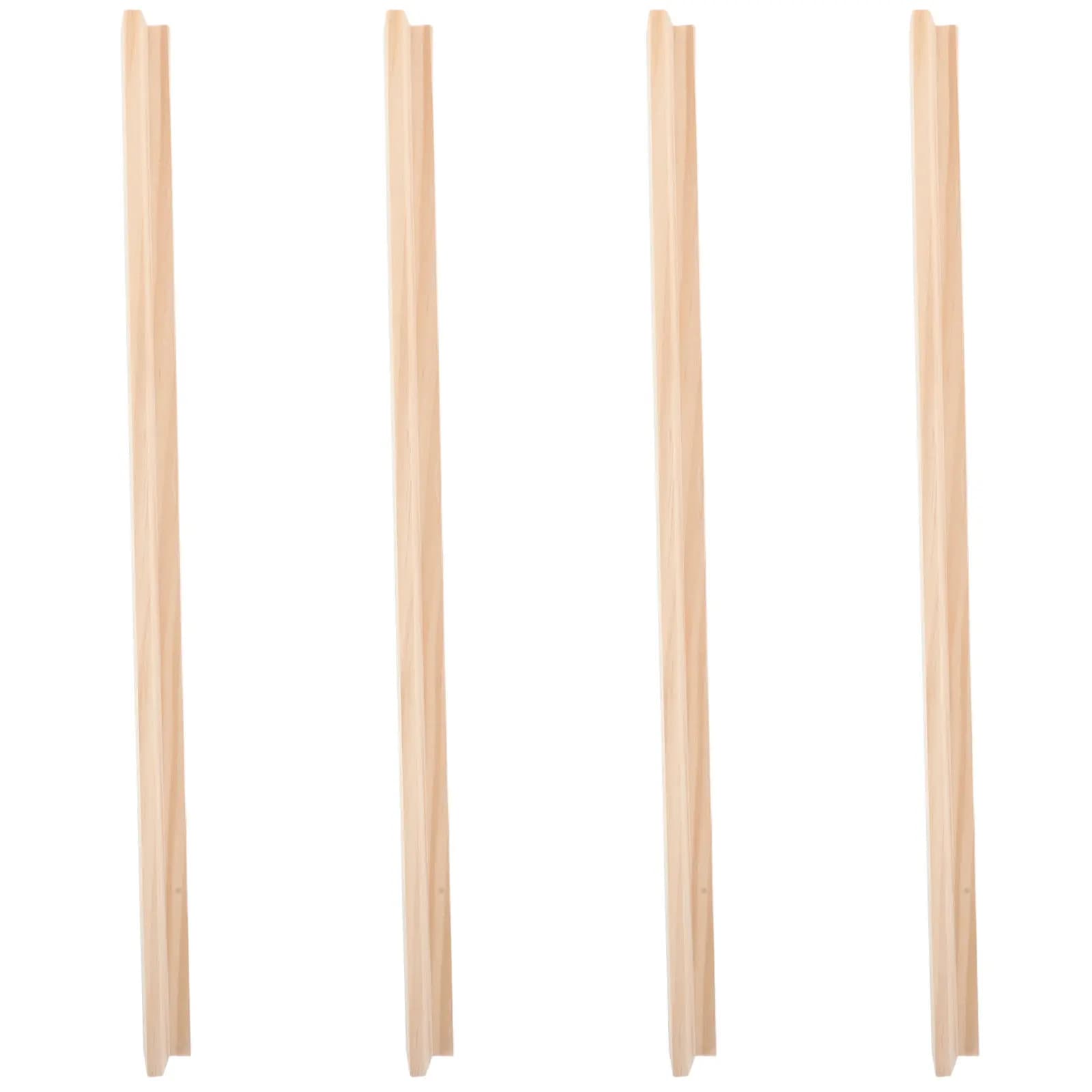 Set di 4 Vassoi in Legno Non Finito per Domino, Supporti a Fila Singola per Esposizione di Tessere di Gioco come Mexican Train e Mahjong