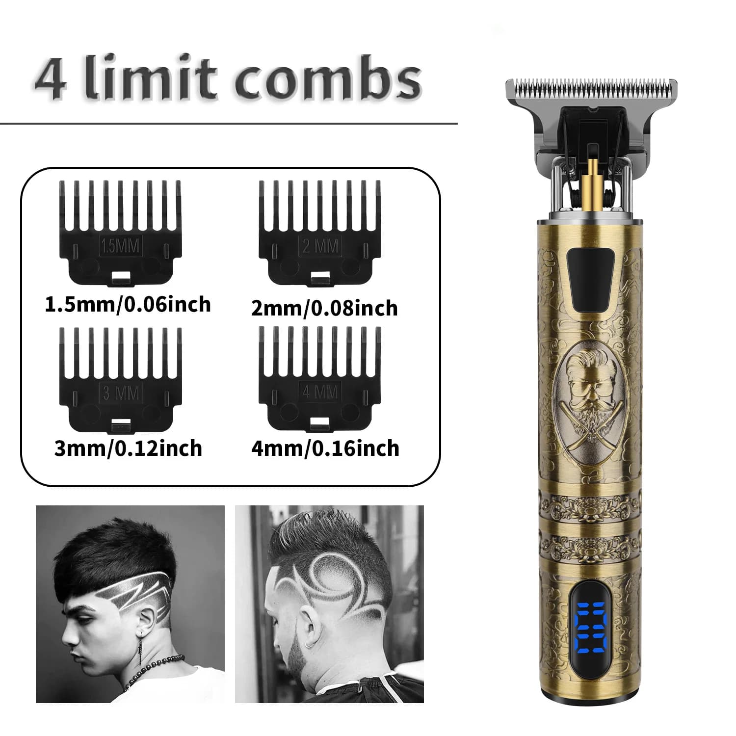 Set di strumenti per tagliare i capelli da uomo ricaricabili senza fili, trimmer a forma di T, tagliacapelli professionale T9 da uomo, trimmer per barba da uomo, set di forbici per tagliare i capelli da uomo, rasoio da barbiere da uomo