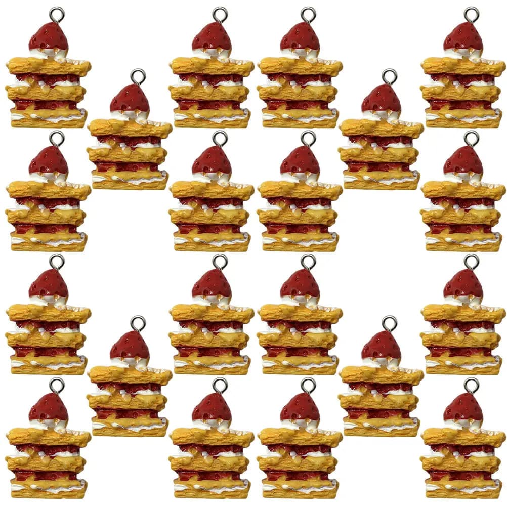 20 Pezzi Ciondoli per Orecchini a Forma di Torta alla Fragola in Resina e Metallo, Kit Fai da Te per Creazione Gioielli, Accessori per Bracciali e Collane per Ragazze