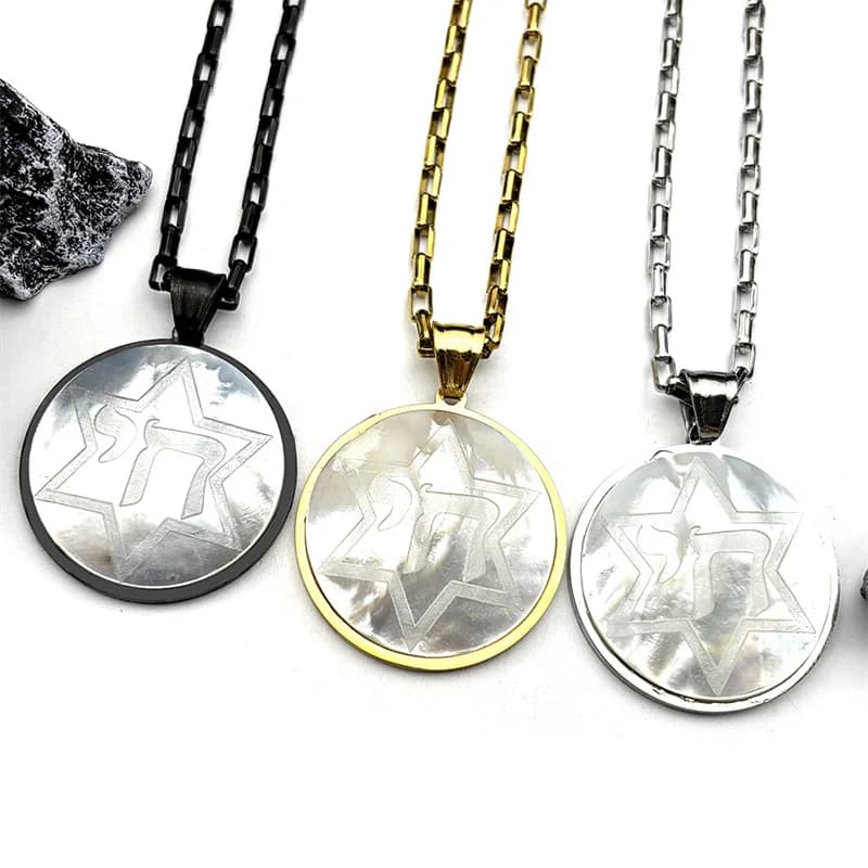 Stella di David Lettera ebraica ebraica Chai Simbolo Vendita Collana con ciondolo per uomo Donna Acciaio inossidabile Israele Amuleto Catena di gioielli