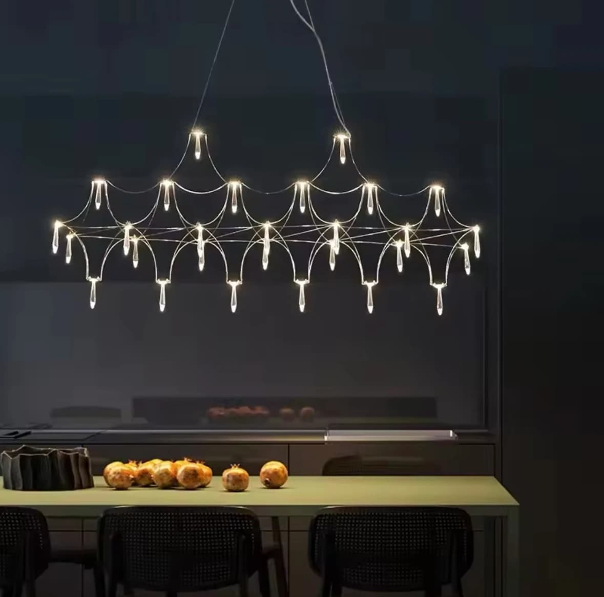 Ristorante Lampadario a strisce Luce postmoderna Hall di lusso Lampada da reception Designer Minimalista Bar Tavolo da pranzo Lampada a LED in cristallo